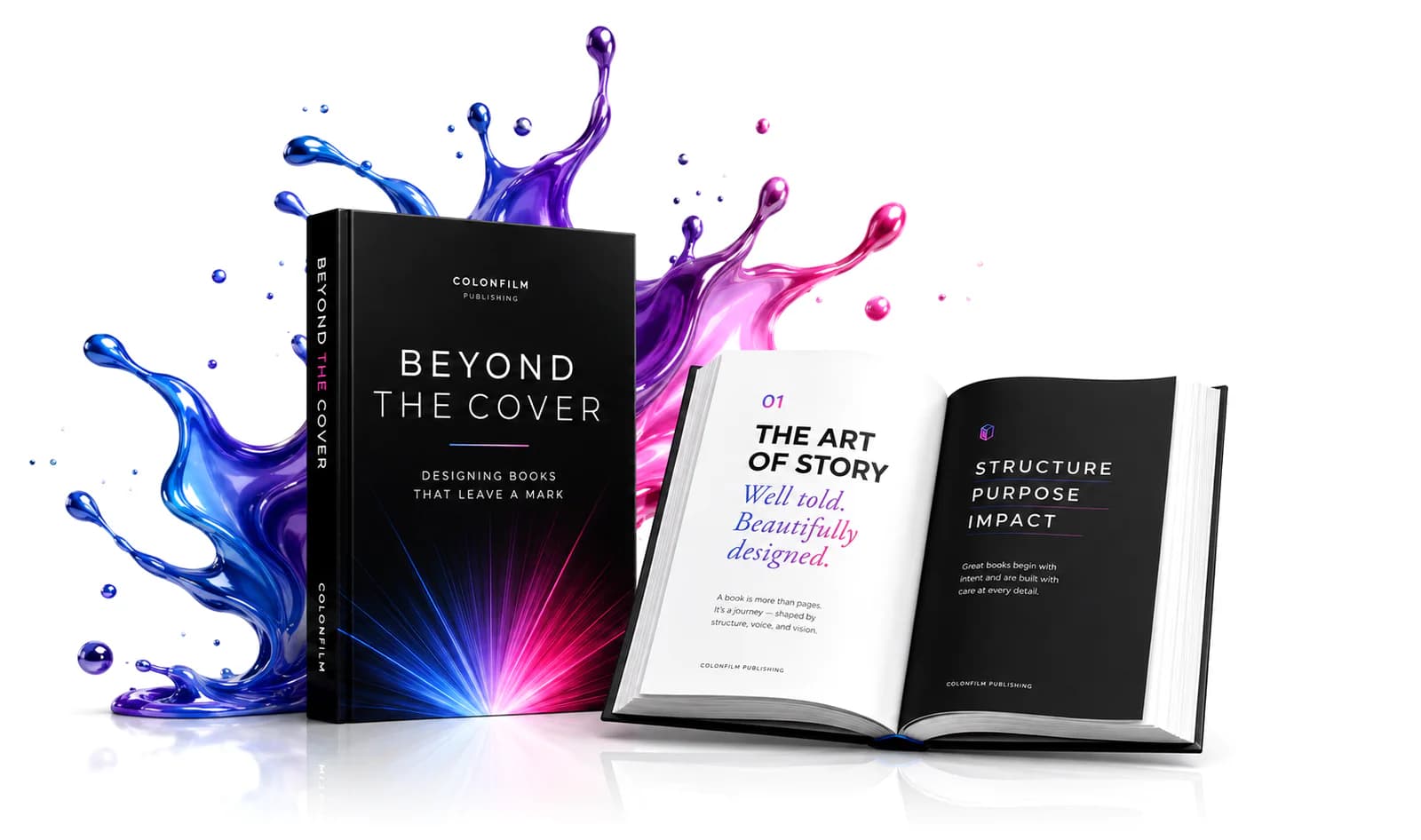 Complete book design showing a professional cover and editorial interior