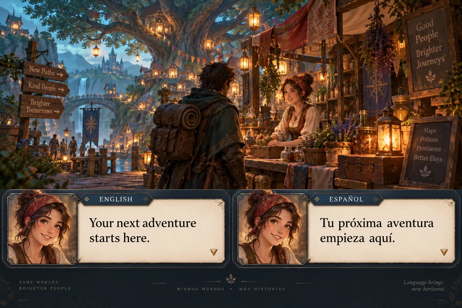 English to Spanish Game Localization — AI-generated visual concept