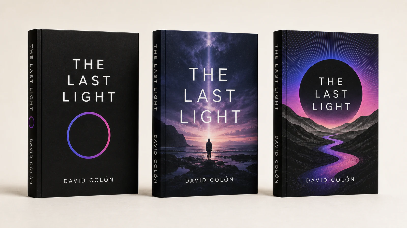 Three book cover styles compared: minimalist, photographic and illustrated
